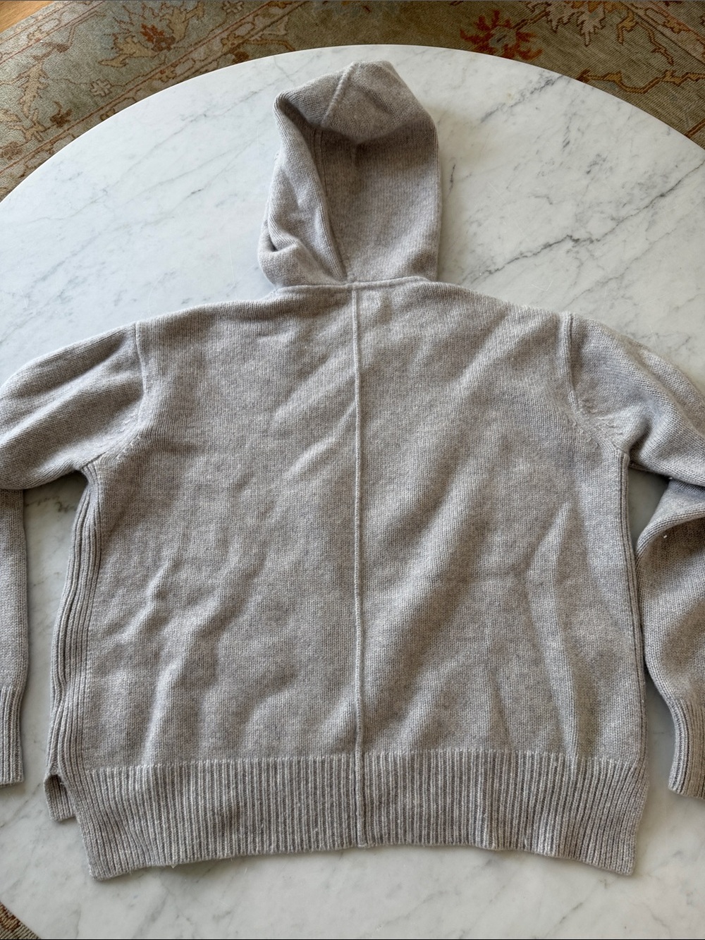 Signature Light Gray Cashmere Hoodie Sweater - Picture 7 of 7
